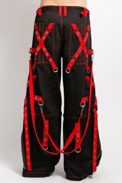 Tripp NYC X-Strap Zip Off Pants [BLACK/RED] -Vampirefreaks Sale Store mens punkrocker pants