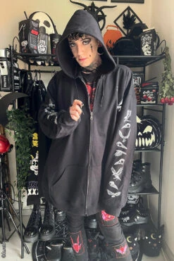 Quoth The Raven Hoodie [GRAY] -Vampirefreaks Sale Store mens raven hoodies