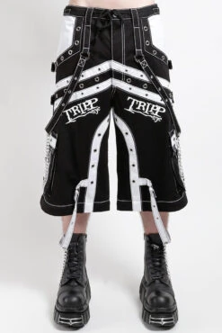 Tripp NYC Off Track Pants [BLACK/WHITE] -Vampirefreaks Sale Store mens raver shorts