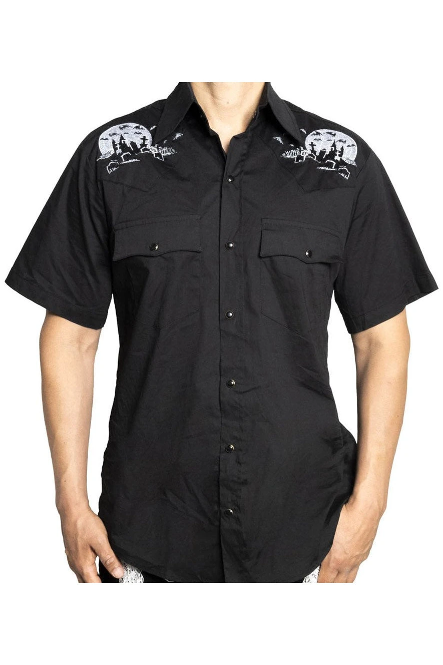 Nighttime Cemetery Western Shirt 3 Nighttime Cemetery Western Shirt - Image 3