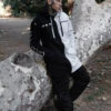 Split Mage Hoodie [Black/White] -Vampirefreaks Sale Store mens scene clothes