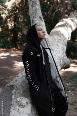 Split Mage Hoodie [Black/White] -Vampirefreaks Sale Store mens skater clothing