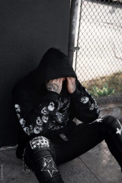 Darkness Within Hoodie -Vampirefreaks Sale Store mens skull jacket