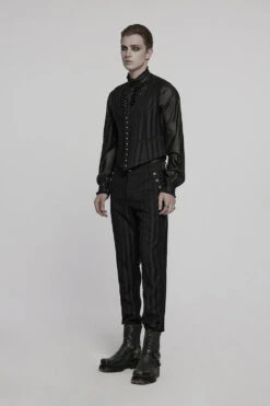 Sweeney Striped Trousers [Black] -Vampirefreaks Sale Store mens stripe vest 877e76f3 b08a 4ae1 83fc a11223e2d8e3