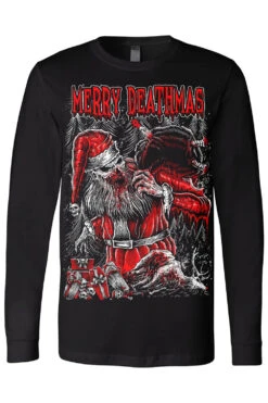 Merry Deathmas Christmas Tee [Multiple Styles Available] -Vampirefreaks Sale Store merry deathmas creepy santa longsleeve tshirt blank sleeves