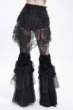 Wither Lace-Up Shorts With Layered Mesh Train -Vampirefreaks Sale Store mesh shorts