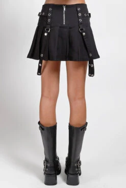 Tripp NYC Pleated Grommet Skirt [Black] -Vampirefreaks Sale Store mini pleated skirt