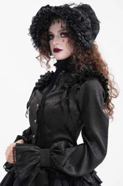 Haunted Manor Ruffled Long Sleeve Blouse -Vampirefreaks Sale Store modest ruffled blouse