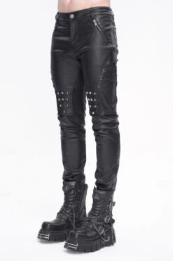 Studded Vegan Leather Pants -Vampirefreaks Sale Store motorcycle jeans