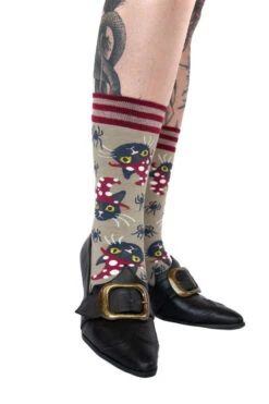 Witchy Whiskers Crew Socks -Vampirefreaks Sale Store novelty mushroom socks