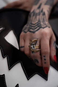 Celestial Crescent Ring -Vampirefreaks Sale Store occult ring