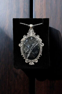 Real Spiderweb Large Filigree Cabochon Necklace [Silver] -Vampirefreaks Sale Store oddities necklace 17e63eab be48 46d6 ac44 8ec96208e9ea