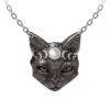 Alchemy Mystic Moon Cat Pendant Necklace -Vampirefreaks Sale Store pearl cat jewelry