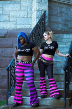 Hell Kitty Flares 13 Hell Kitty Flares -Vampirefreaks Sale Store pink striped leggings