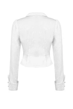Candelabra Ruffle Button Up Shirt [Ghost White] -Vampirefreaks Sale Store pirate blouse