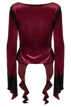 Blood Moon Irregular Hem Flare Sleeve Top [Red] -Vampirefreaks Sale Store pirate goth top