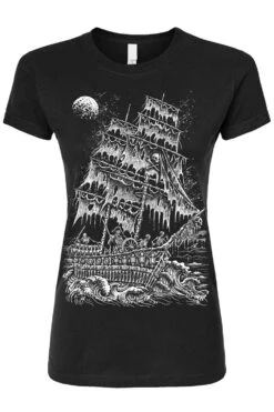 Skeleton Crew Pirate Ship T-shirt -Vampirefreaks Sale Store pirateship womens tshirt