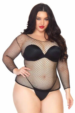 LEG AVENUE Skella Fishnet Shirt [PLUS SIZE] [BLACK]