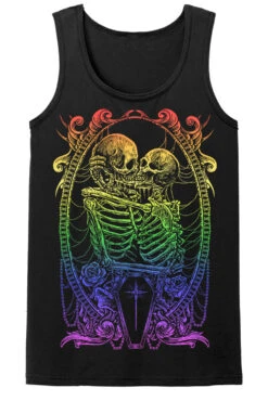 Pride Skeleton Love T-shirt [RAINBOW] -Vampirefreaks Sale Store pride goth mens tank top front