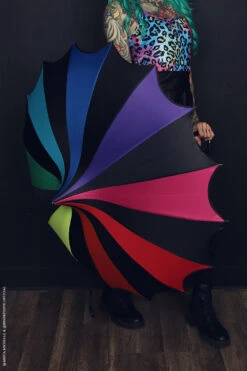 Batwing Pagoda Umbrella [Goth Rainbow]