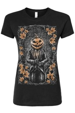 Jack-O-Lantern Gentleman T-shirt -Vampirefreaks Sale Store pumpkin gentleman womens tshirt