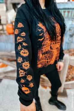 Haunted Mansion Sweatshirt [Pumpkin Orange] -Vampirefreaks Sale Store pumpkin womens clothes