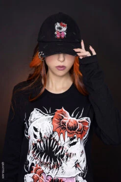 Hell Kitty Pierced Baseball Cap -Vampirefreaks Sale Store punk ball cap