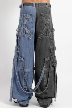 Tripp NYC X-Strap Split Denim Pants [BLACK DENIM/INDIGO BLUE] -Vampirefreaks Sale Store punk clothes 15c2239c 67e0 403b bccc 1ba2f3f9b55a