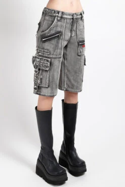 Tripp NYC Punk Clash Shorts [Black Denim/Fog Wash] -Vampirefreaks Sale Store punk clothes ed6c9357 11d4 4a18 8229 d61447ed373c