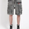 Tripp NYC Punk Clash Shorts [Black Denim/Fog Wash] -Vampirefreaks Sale Store punk clothing 9050815b 5a5a 475c b656 7febbe4a784c