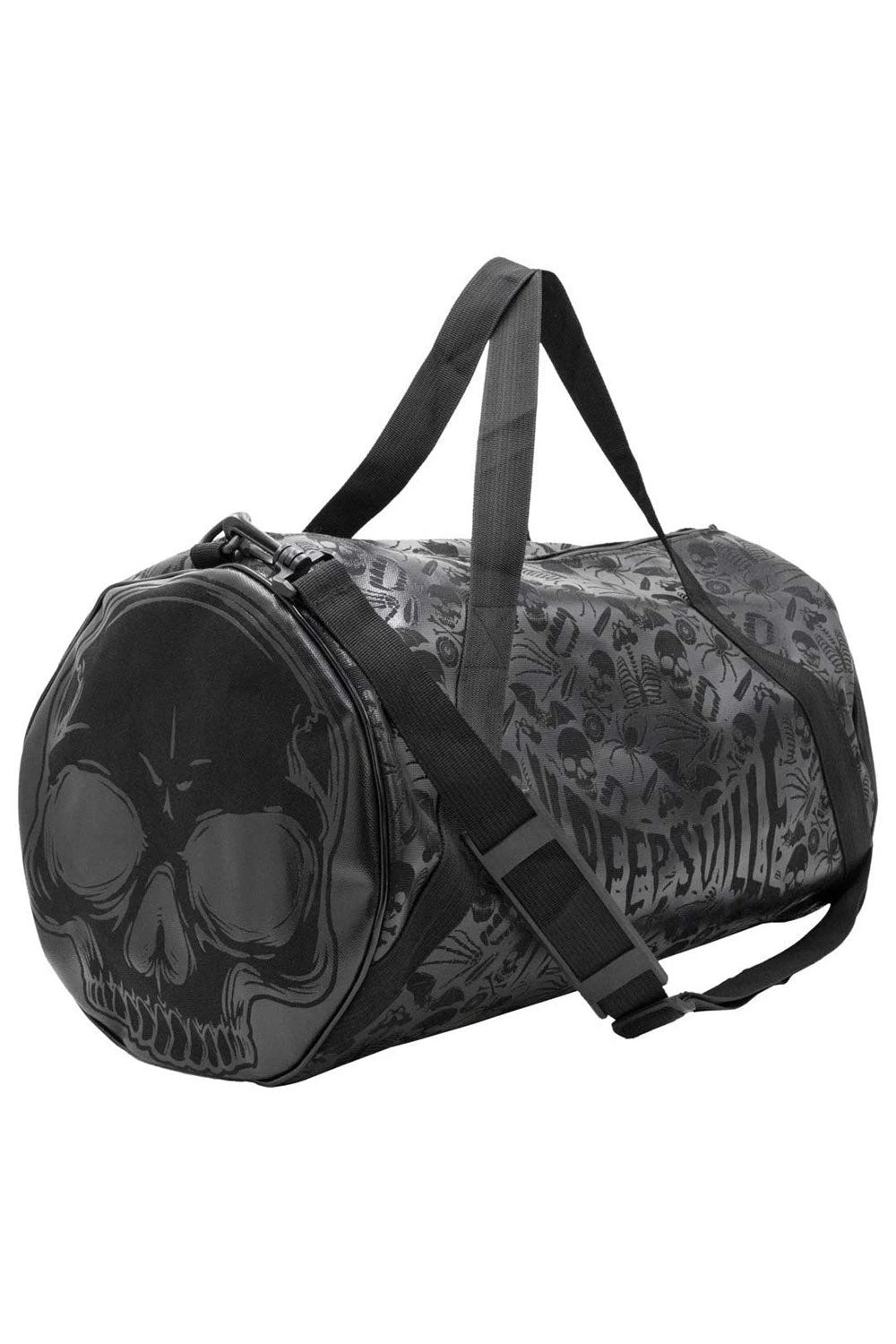 Skull Black Barrel Bag 1 Skull Black Barrel Bag