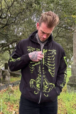 Zombie Rot Skeleton Hoodie [Monster Green] -Vampirefreaks Sale Store punk horror clothes