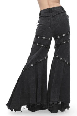 Ragged Boho Goth Wide Leg Flares -Vampirefreaks Sale Store punk jeans womens