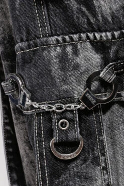 Tripp NYC Zip Lock Storm Wash Pants [Black Denim] -Vampirefreaks Sale Store punk mens cargo pants