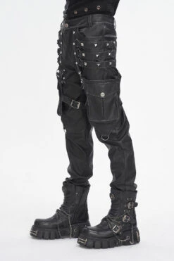 Vegan Leather Utility Goth Pants -Vampirefreaks Sale Store punk mens clothing plus size