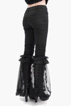 Black Mast Ruffle Flared Pants -Vampirefreaks Sale Store punk pants for women
