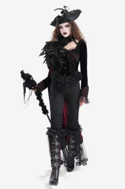 Black Mast Ruffle Flared Pants -Vampirefreaks Sale Store punk pants 841e6452 fcf2 496d a5fa dfb444a754e7