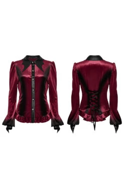 Blooddrop Velvet Batwing Collar Top [Red] -Vampirefreaks Sale Store punk rave clothes d08329ba 6927 4586 bbc1 92af81204b89