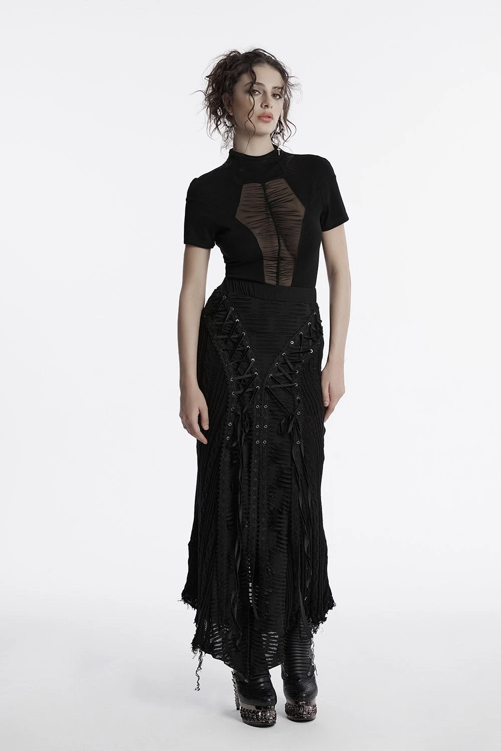 Siren's Wail Distressed Lace-Up Skirt 5 Siren's Wail Distressed Lace-Up Skirt - Image 5