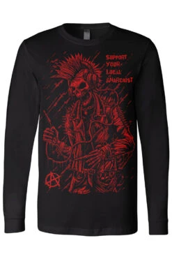 Punk's Not Dead T-shirt [Red] -Vampirefreaks Sale Store punk skeleton longsleeve tshirt