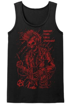 Punk's Not Dead T-shirt [Red] -Vampirefreaks Sale Store punk skeleton mens tank top front