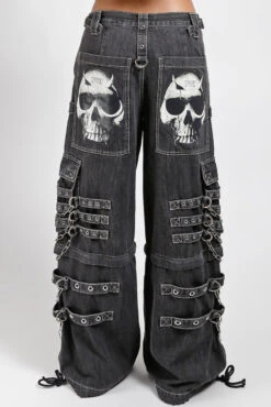 Tripp NYC Devil Skull Pants [Black Denim] -Vampirefreaks Sale Store punk skull jeans