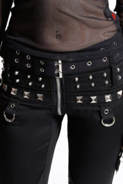 Tripp NYC Triple Belted Pants [Black] -Vampirefreaks Sale Store punk studded jeans