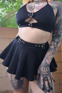 Sabrina Buckle Swim Skirt 8 Sabrina Buckle Swim Skirt -Vampirefreaks Sale Store punk swimwear
