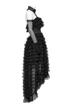 Lovett Layered Ruffle Dress & Glove Set -Vampirefreaks Sale Store punk weddingg gown