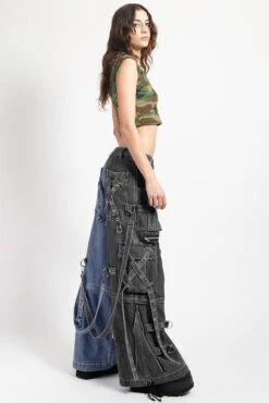 Tripp NYC X-Strap Split Denim Pants [BLACK DENIM/INDIGO BLUE] -Vampirefreaks Sale Store punkrock pants d121f9e3 4b32 4d65 9d38 37481343fcb2