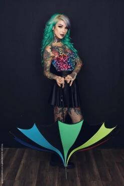 Batwing Pagoda Umbrella [Goth Rainbow] -Vampirefreaks Sale Store punkrock umbrella