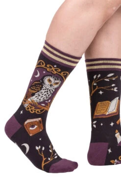 Supervisor OwlFred Crew Socks -Vampirefreaks Sale Store purple autumn socks