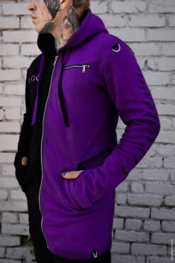 Split Mage Hoodie [Black/Purple] -Vampirefreaks Sale Store purple goth hoodie