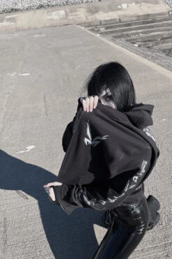 Quoth The Raven Hoodie [GRAY] -Vampirefreaks Sale Store quoth the raven hoodie